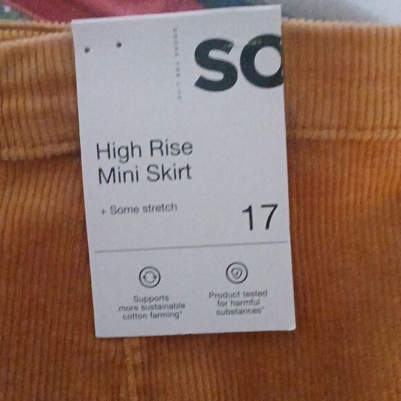 SO lace up mini corduroy mustard color fall winter mini  skirt Sz 17  33W NWT - Picture 6 of 8